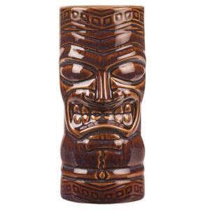 World Tableware TTB-20 Tiki 20 Oz. Brown Tumbler Brown Woth Blue Glaze